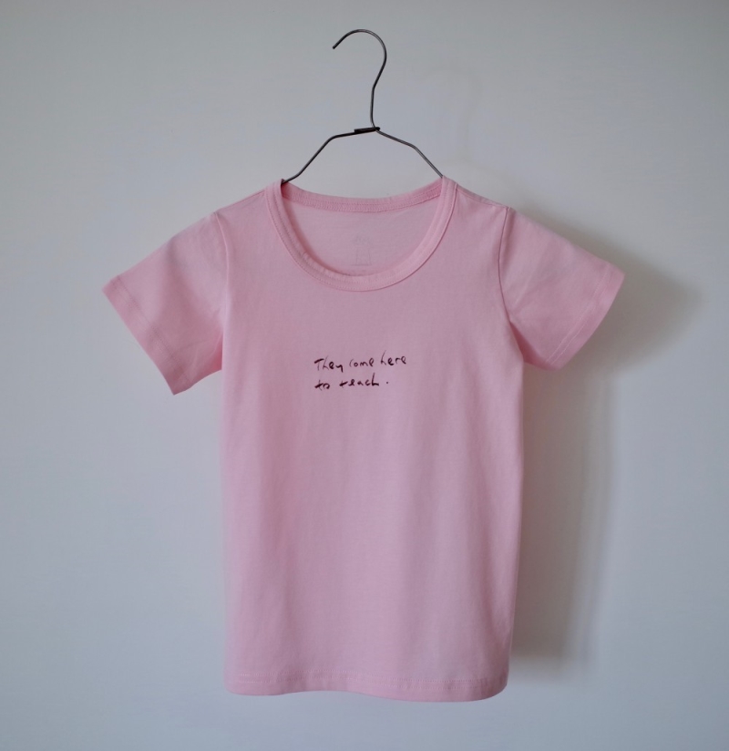 Round neck tee . basic (Text on tee: They Come Here To Teach)