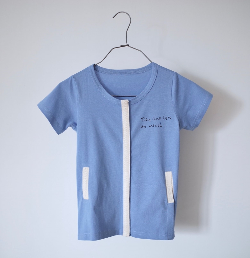 Cardigan tee . w snaps & pocket (Text on tee: They Come Here To Teach)